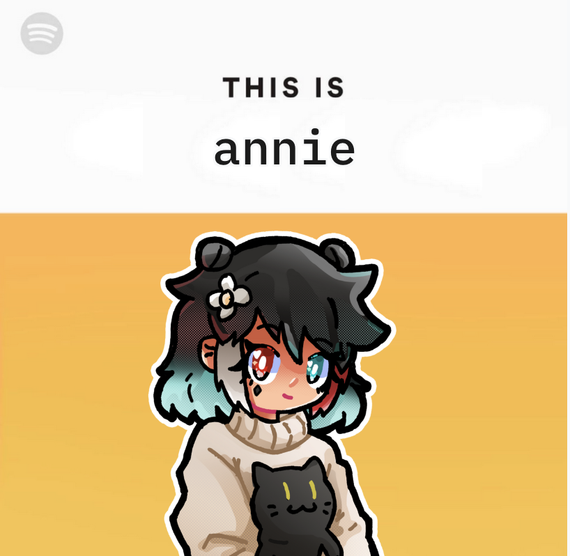 one of those "this is X" spotify images, but its been edited to say "annie" and show my profile picture