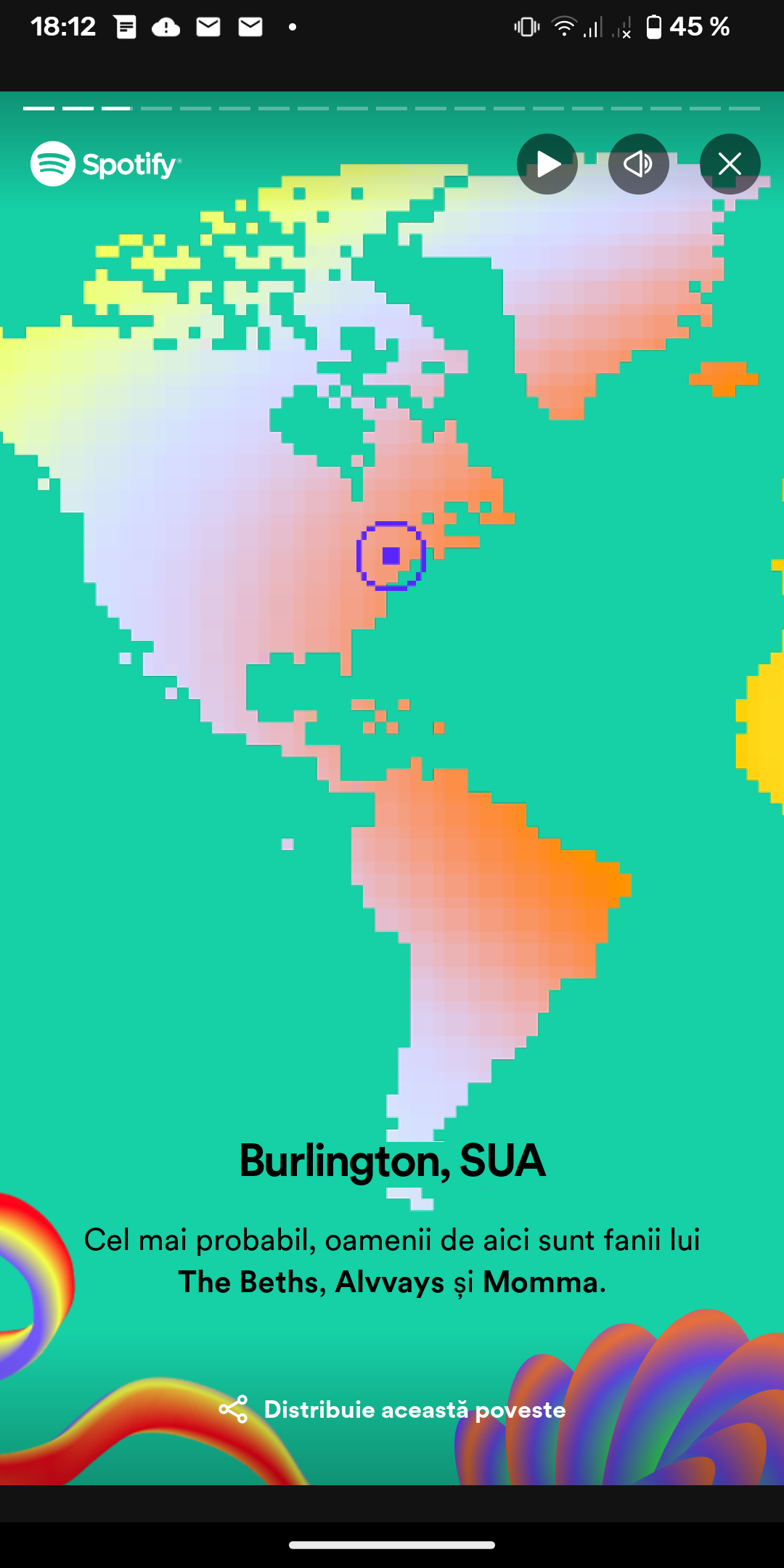 Spotify wrapped thing, my tastes apparently match Burlington, USA?