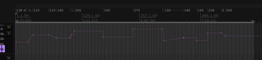 project tempo envelope in reaper, there is like 10 tempo changes in a range from 138bpm to 270bpm, some gradual some instant
