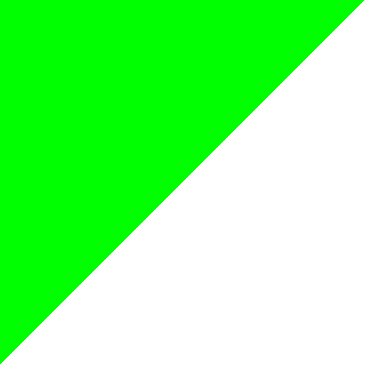 a green triangle that diagonally covers half of an image