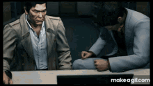 Kiryu slamming desk and leaving