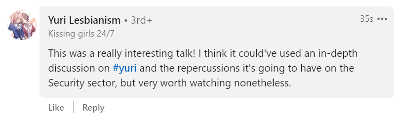 comment on the ceo of locheed martin: "This was a really interesting talk! I think it could've used an in-depth discussion on #yuri and the repercussions it's going to have on the Security sector, but very worth watching nonetheless."