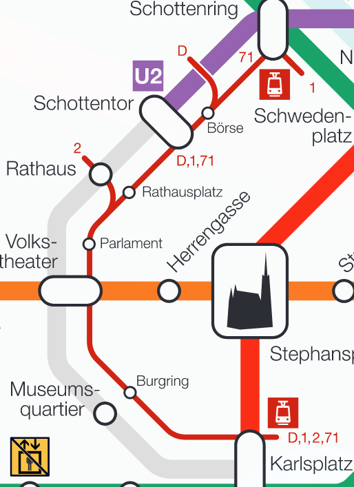 a microscopic tram line for lines 1,2,71,D that run alongside the ring where the U2 used to run