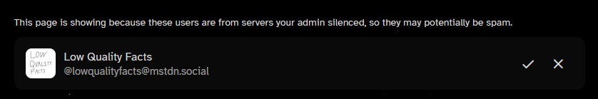 This page is showing because these users are from servers your admin silenced, so they may potentially be spam.
Low Quality Facts
lowqualityfacts @ mstdn.social
This page is showing because these users are from servers your admin silenced, so they may potentially be spam.
Low Quality Facts
lowqualityfacts @ mstdn.social