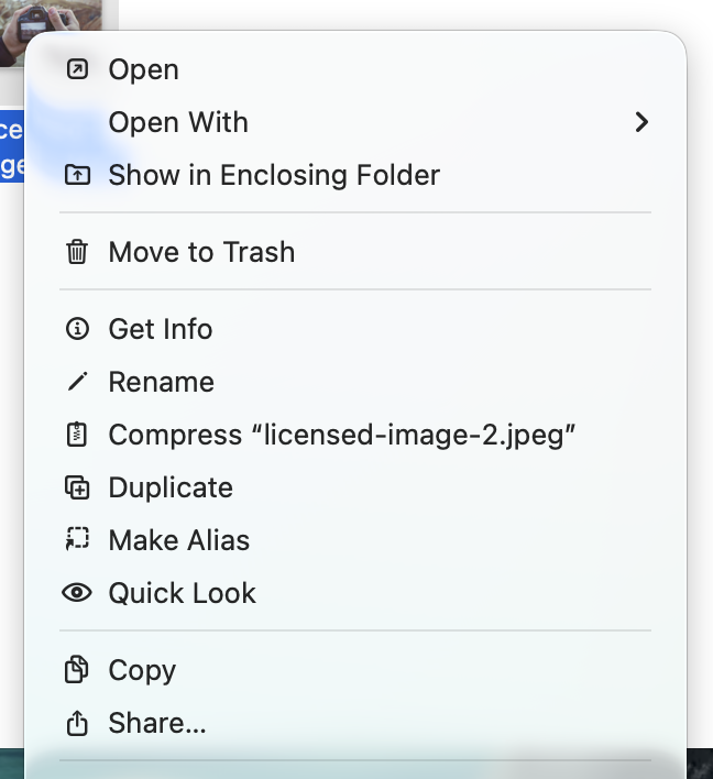 macOS Tahoe menu with icon next to each menu item