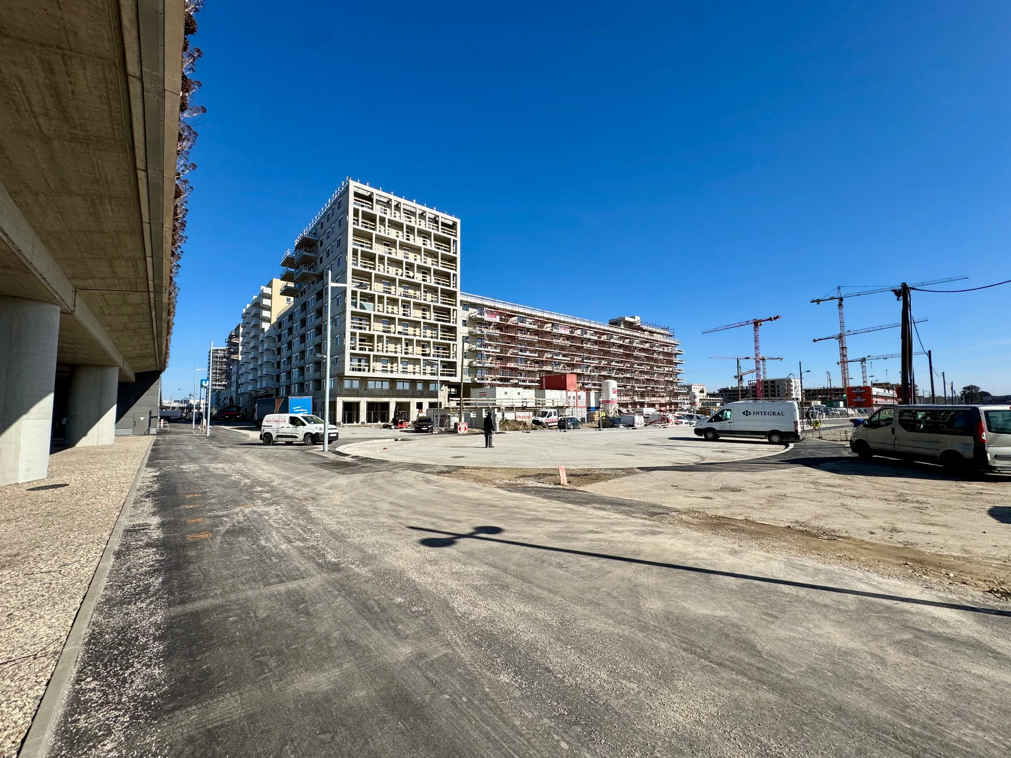 The other side has an extensive range of residential buildings under construction, looking like within a year of opening.